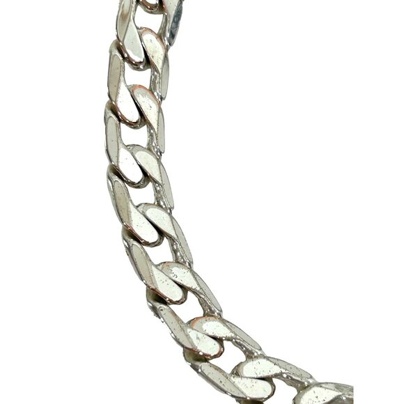 Unisex Stainless Steel Bracelet Flat Curb Cuban Chain 8.25” x 8mm Lobster Claw - Picture 8 of 10
